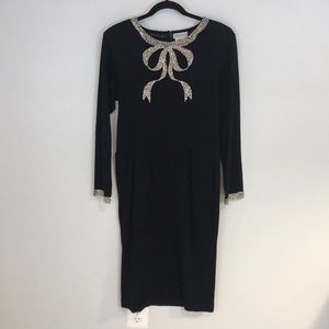 Black knit vintage Horchow midi dress size 12